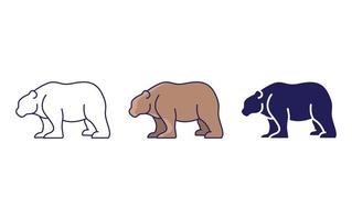 Bear line and glyph icon, vector illustration