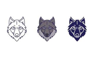 línea de cara de lobo e icono de glifo, ilustración vectorial vector