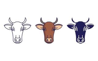 Cow face line and glyph icon, vector illustration