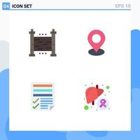 Pack of 4 Modern Flat Icons Signs and Symbols for Web Print Media such as fences file yard marker paper Editable Vector Design Elements