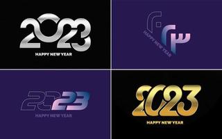 gran conjunto 2023 feliz año nuevo diseño de texto de logotipo negro. Plantilla de diseño de 20 23 números. colección de símbolos de 2023 feliz año nuevo vector