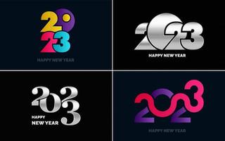 conjunto de diseño de logotipo 2023 feliz año nuevo. Plantilla de diseño de número 2023. decoración navideña 2023 símbolos de feliz año nuevo. diseño moderno de navidad para banner. red social. portada y calendario vector