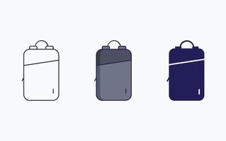 línea de mochila e icono de glifo, ilustración vectorial vector