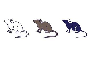 Rat line and glyph icon, vector illustration