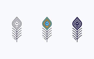 Feather line and glyph icon, vector illustration