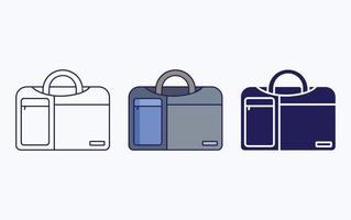 Office Bag line and glyph icon, vector illustration