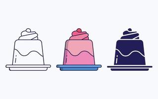 línea de pastelería e icono de glifo, ilustración vectorial vector