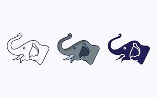 elefante, línea, y, glyph, icono, vector, ilustración vector