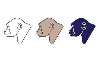línea de gorila e icono de glifo, ilustración vectorial vector