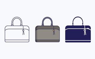 línea de bolsa de tocador e icono de glifo, ilustración de vector de bolso de mujer