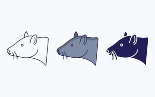 Rat line and glyph icon, vector illustration