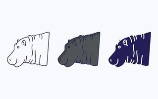 línea de hipopótamo e icono de glifo, ilustración vectorial vector
