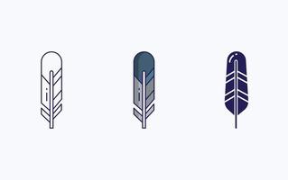 Feather line and glyph icon, vector illustration