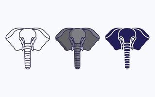 Elephant face line and glyph icon, vector illustration