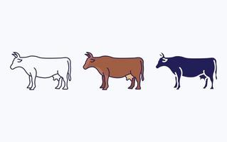 Cow line and glyph icon, vector illustration