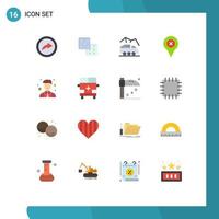 Universal Icon Symbols Group of 16 Modern Flat Colors of site coordinator rover map pin Editable Pack of Creative Vector Design Elements