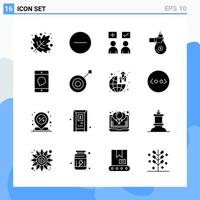 Modern 16 solid style icons Glyph Symbols for general use Creative Solid Icon Sign Isolated on White Background 16 Icons Pack vector