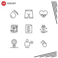 Set of 9 Vector Outlines on Grid for tablet configuration dress app like Editable Vector Design Elements