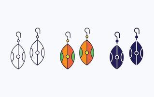 Earring line and glyph icon, vector illustration