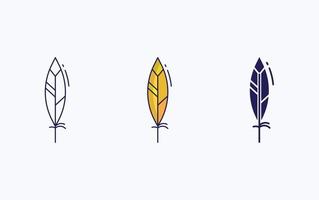 Feather line and glyph icon, vector illustration