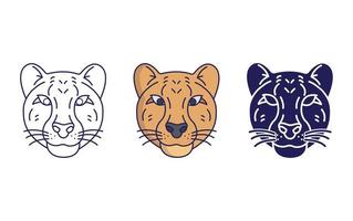 Cheetah face line and glyph icon, vector illustration