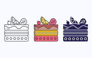 línea de pastelería e icono de glifo, ilustración vectorial vector