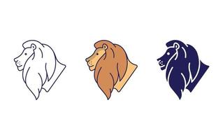 Lion line and glyph icon, vector illustration