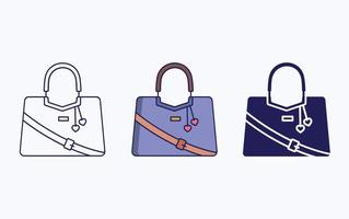 línea de bolsa de tocador e icono de glifo, ilustración de vector de bolso de mujer