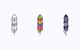 Feather line and glyph icon, vector illustration