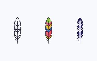 Feather line and glyph icon, vector illustration