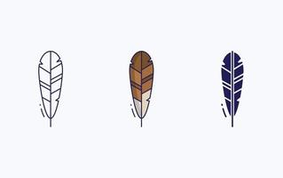 Feather line and glyph icon, vector illustration