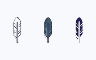 Feather line and glyph icon, vector illustration