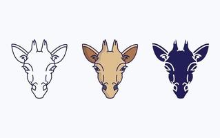 Giraffe face line and glyph icon, vector illustration