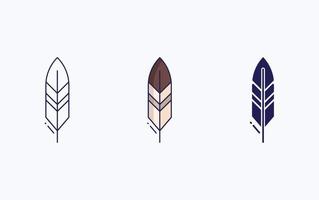 Feather line and glyph icon, vector illustration