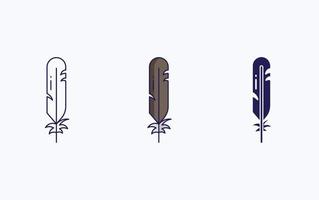 Feather line and glyph icon, vector illustration