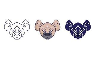 Hyena face line and glyph icon, vector illustration