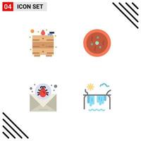 4 iconos planos universales signos símbolos de dibujar correo electrónico química ciencia mensaje elementos de diseño vectorial editables vector