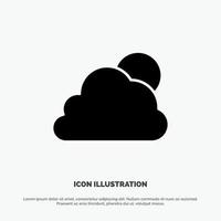 Sky Cloud Sun Cloudy solid Glyph Icon vector