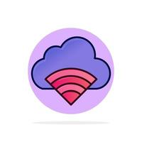 conexión a la nube señal wifi círculo abstracto fondo color plano icono vector