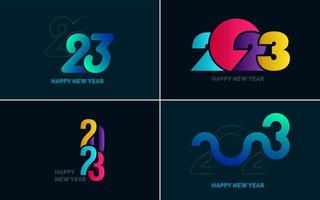 conjunto de diseño de logotipo 2023 feliz año nuevo. Plantilla de diseño de número 2023. decoración navideña 2023 símbolos de feliz año nuevo. diseño moderno de navidad para banner. red social. portada y calendario vector