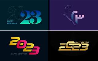 Set of logo design 2023 Happy New Year. 2023 number design template. Christmas decor 2023 Happy New Year symbols. Modern Xmas design for banner. social network. cover and calendar vector