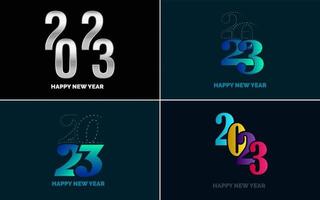 conjunto de diseño de logotipo 2023 feliz año nuevo. Plantilla de diseño de número 2023. decoración navideña 2023 símbolos de feliz año nuevo. diseño moderno de navidad para banner. red social. portada y calendario vector