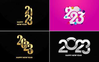 conjunto de diseño de logotipo 2023 feliz año nuevo. Plantilla de diseño de número 2023. decoración navideña 2023 símbolos de feliz año nuevo. diseño moderno de navidad para banner. red social. portada y calendario vector