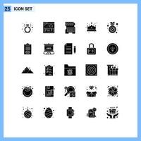 User Interface Pack of 25 Basic Solid Glyphs of position medal memory best jewelry Editable Vector Design Elements