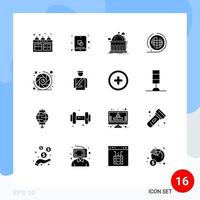 16 Universal Solid Glyphs Set for Web and Mobile Applications terra planet library environment university Editable Vector Design Elements