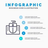 ratón computadora hardware educación azul infografía plantilla 5 pasos vector línea icono plantilla