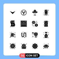 Set of 16 Modern UI Icons Symbols Signs for response love day estimation mobile Editable Vector Design Elements