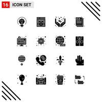 Stock Vector Icon Pack of 16 Line Signs and Symbols for internet marketing web speed checking email love Editable Vector Design Elements