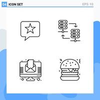 iconos de estilo moderno de 4 líneas delinean símbolos para uso general signo de icono de línea creativa aislado en fondo blanco paquete de 4 iconos vector