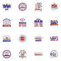 Happy fathers day greeting cards set 16 Blue and red Vector typography lettering Usable for banners print You are the best dad text design Editable Vector Design Elements